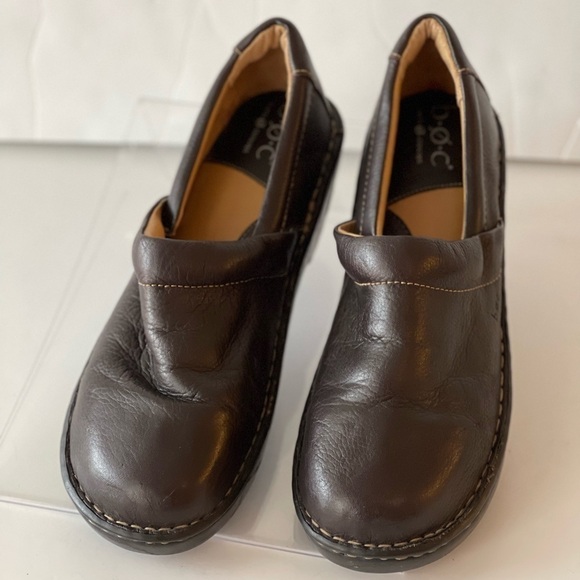 b.o.c. Women's Brown Leather Peggy Clog Comfort Loafer Flats Slip-On Shoes, 11 - Picture 6 of 7